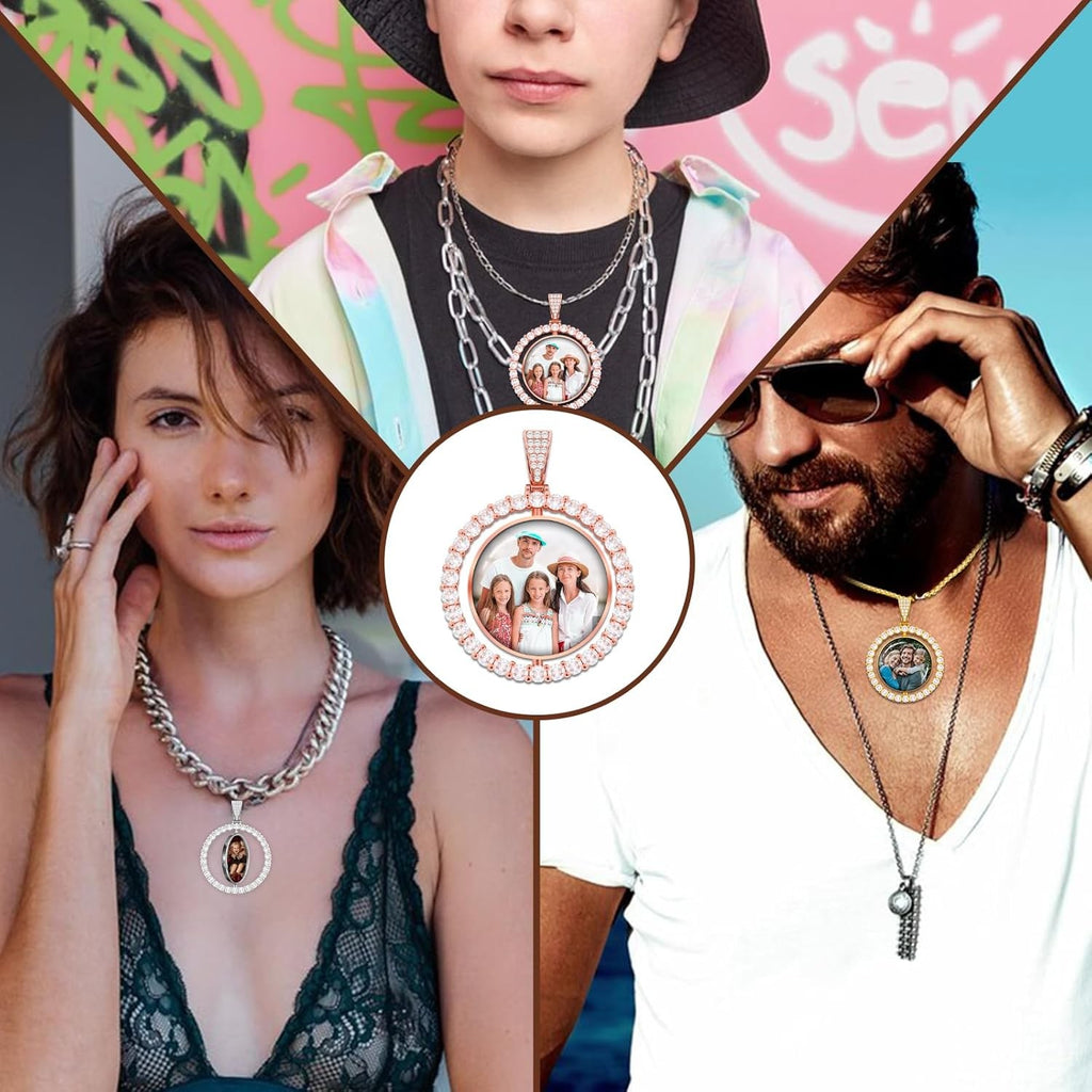 Custom Locket Necklace with Photo, Personalized Photo Pendant, Engravable Memorial Jewelry, Mothers Day Gift for Her