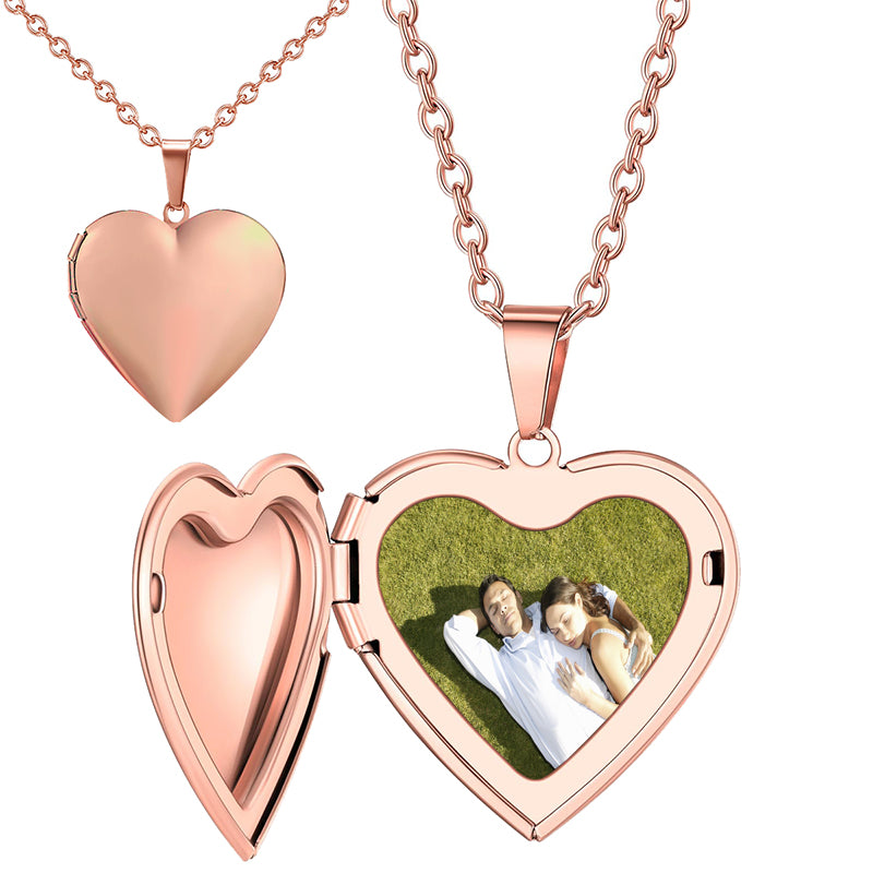 Heart Locket Necklace with Photo, Engraved Heart Locket Necklace, Memorial Jewelry, Memorial Gift,Valentine's Gift for her,Personalized Gift