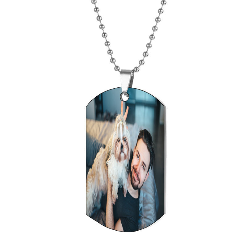 Custom Photo Charm Necklace- Silver Setting Glass Art Memorial Pendant - Circle or Square