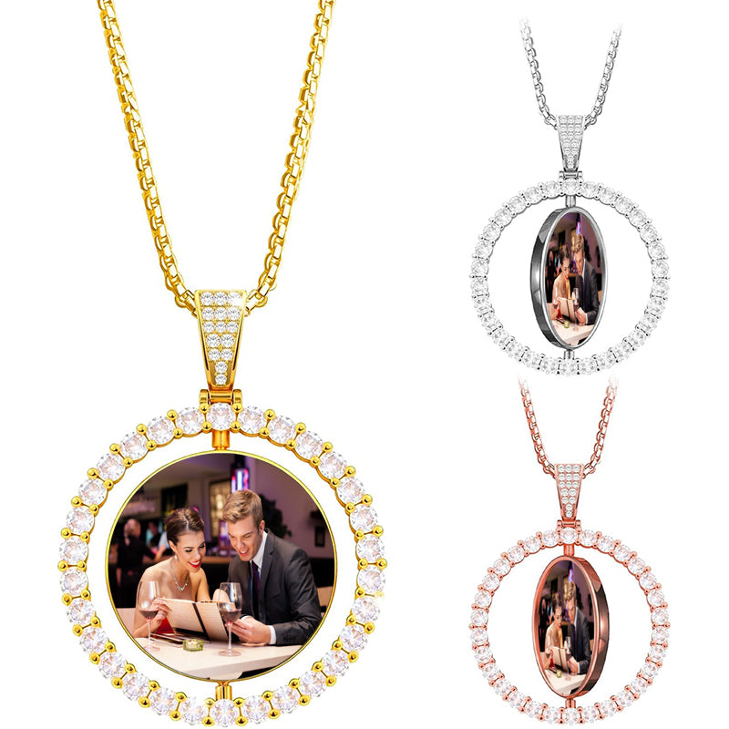 Crystal Photo Necklace, Personalized Laser Etched Picture, Great Customized Valentines Day Gifts for Her, Women, Wife, Men, Great Gifts for Anniversary, Birthday, Couple Keepsake