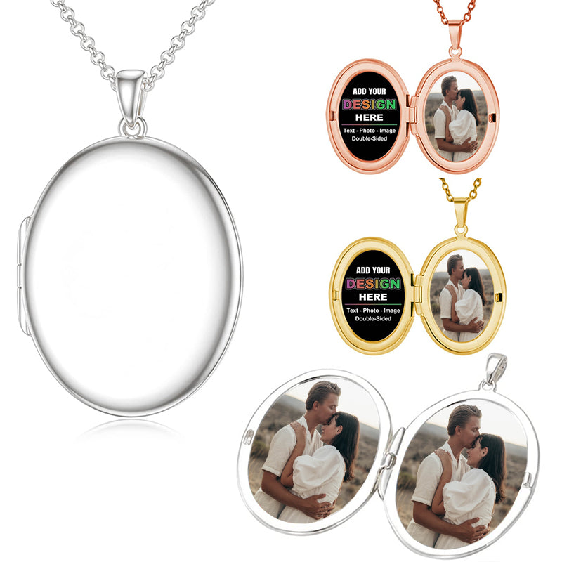 Custom Victorian Photo Necklace - Personalized Picture Jewelry - Oval Pendant in Silver, Copper or Bronze - Wedding Bouquet Memorial Charm