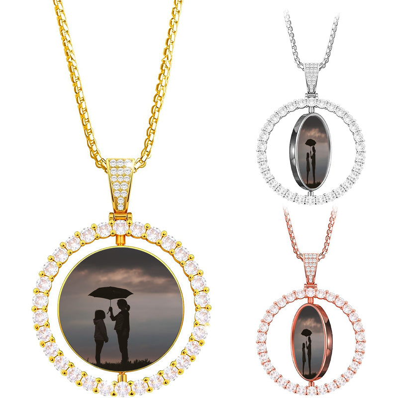 Custom Photo Necklace, Photo Projection Necklace, Personalized Picture Necklace, Snowflake Memorial Gift, Gift for Her, Holiday Gift