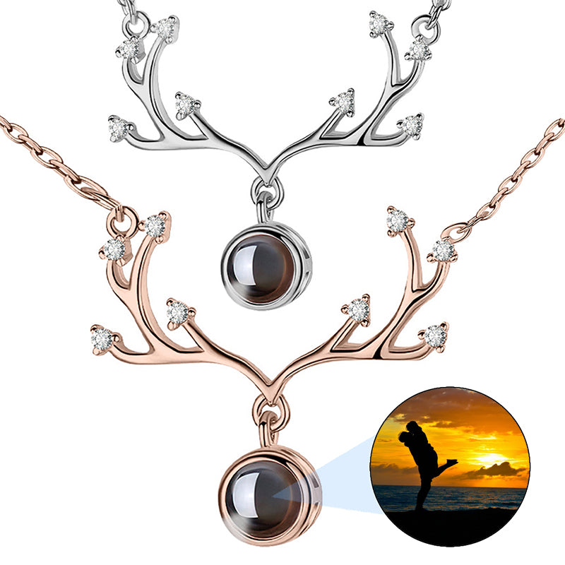 Custom Photo Projection Necklace Personalized Picture Memorial Ring Holder Pendant, Customized Text & Love in 100 Languages Ring Keeper Necklace Dainty 925 Sterling Silver Jewelry for Women