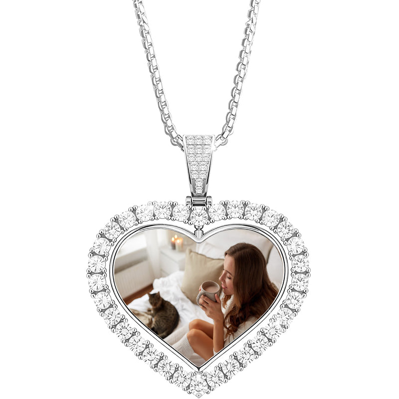 Heart Locket Necklace with Photo, Custom Photo Locket with Text, Photo Necklace, Memorial Gift, Gift for Mom, Jewelry Keepsake, Pet Mom Gift