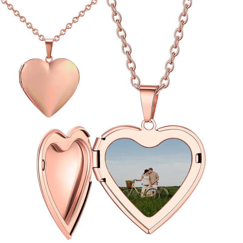 Custom Photo Personalized Necklace with cubic zircon border like rhinestones - Double sided with your own message on back.