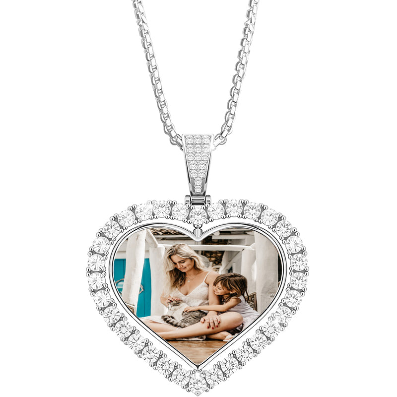 Custom Heart Photo Necklace, Picture Pendant Necklace, Family Photo Necklace, Personalized Photo Pendant, Valentine's Day Gift For Women Men