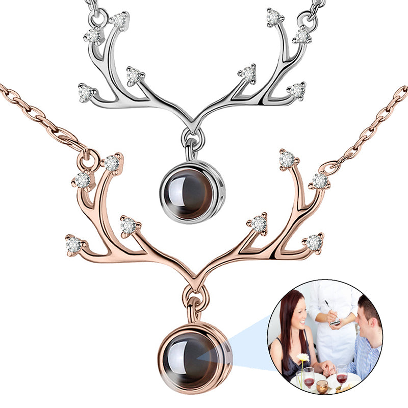 Dainty Heart Projection Photo Necklace in / Silver / Rose , CZ Personalized Photo Necklace Sterling Silver Custom Girlfriend Choker