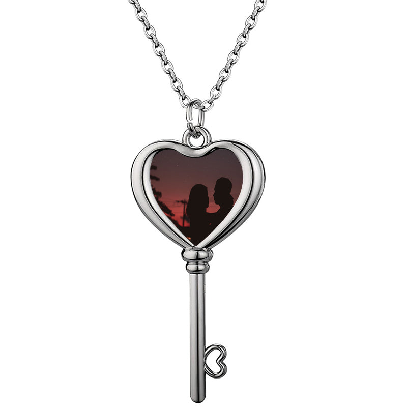 Custom Necklace Picture Necklace Memory Pendant with Chain Personalized Photo Pendant Gifts for Him Gifts for Her Hip Hop Jewelry (Small round -1.38")