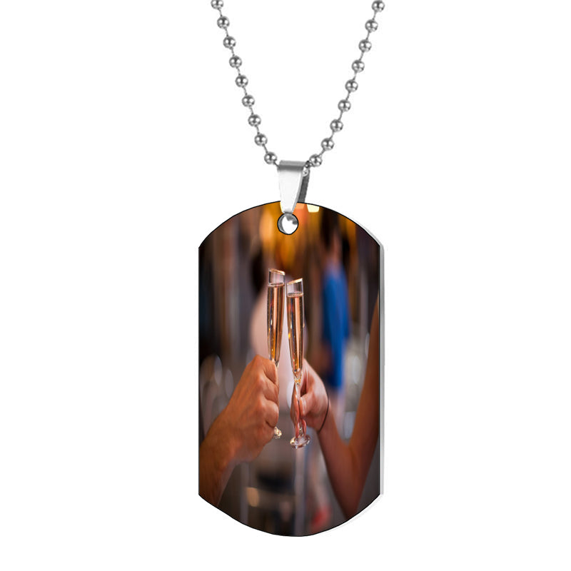 Marijuana Cannabis Weed Logo Dogtags Pendant Necklace Dog Tags with Free Back Side Text Engraving