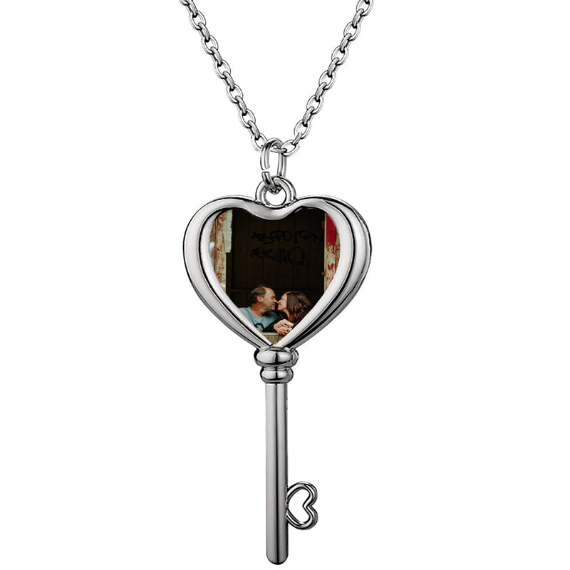 Personalised Necklace Photo Engraved Heart Pendant - Mummy, Girlfriend, Wife, Grandmother, Birthday, Wedding, Anniversary, Memorial Gift