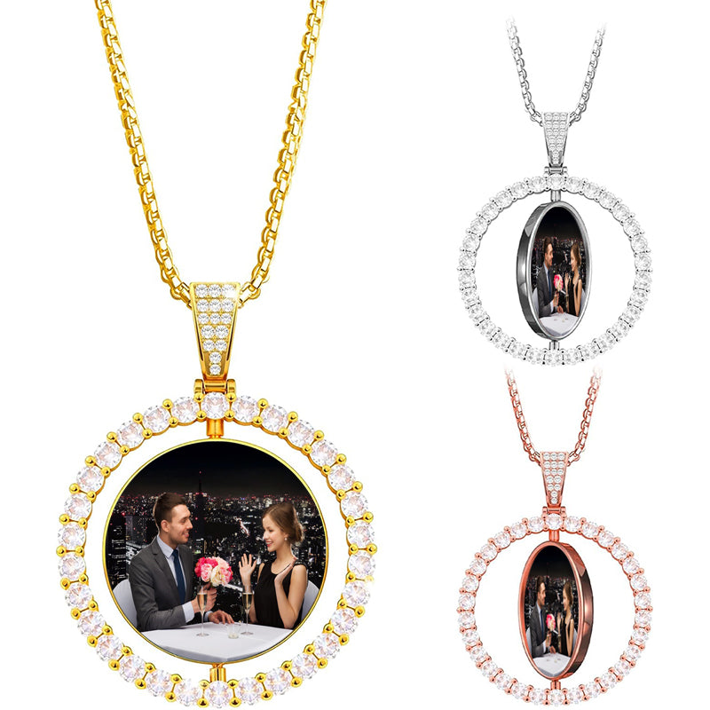 Memory Locket Charms, Round Mixed Colored Electroplated Crystal Picture Frame Bouquet Charm, Living Floating Memory Locket for 2 Photos