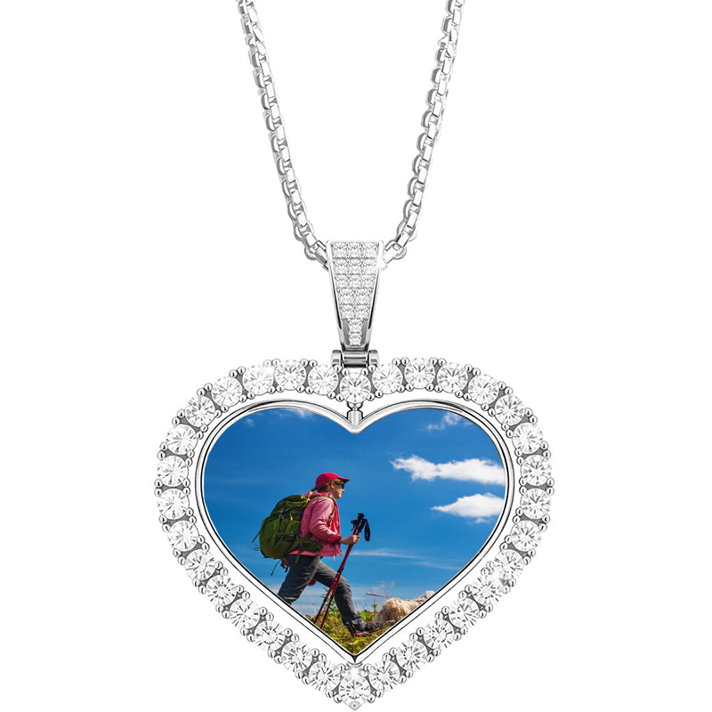 Custom Photo Necklace Personalized Picture Pendant, Customized Text & Love in 100 Language Sun Projection Charm Necklace Birthday Christmas Memorial Gifts for Women Wife Mother Daughter