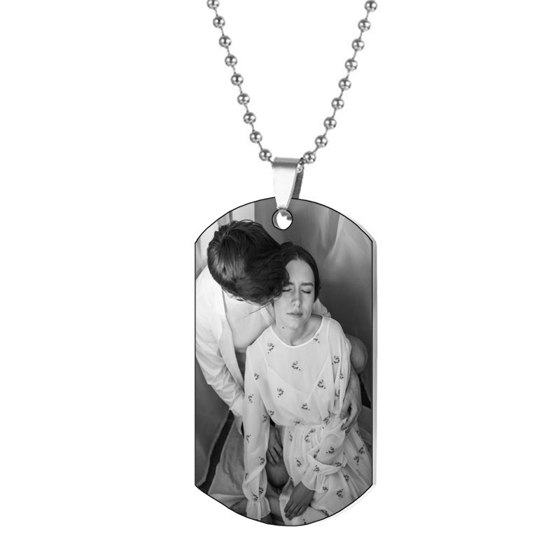 925 Silver Large Rectangle Necklace Custom Photo Relief