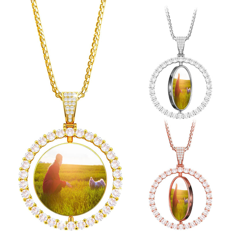 Custom Photo Heart Locket Necklace: Engraved Stainless Steel Pendant