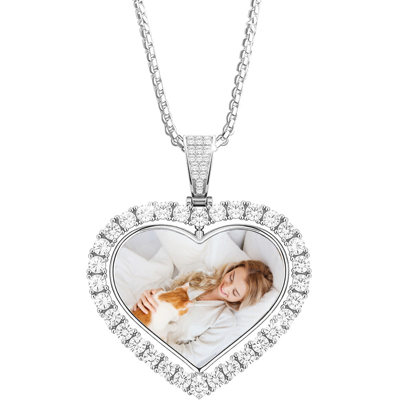 Custom Photo Locket Bracelet for Women - Personalized Heart or Circle Charm with Picture & Engraved Back Message | Memorial, Anniversary, Valentines, Birthday Gifts for Her, 7.5" Plated Chain