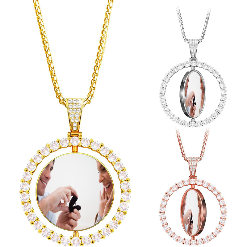 Men's Gift, Custom Photo Birthstone Necklace, Oval Locket Necklace with Photo, Memorial Birthday Gift, Gift for Dad, Christmas Gift for Him