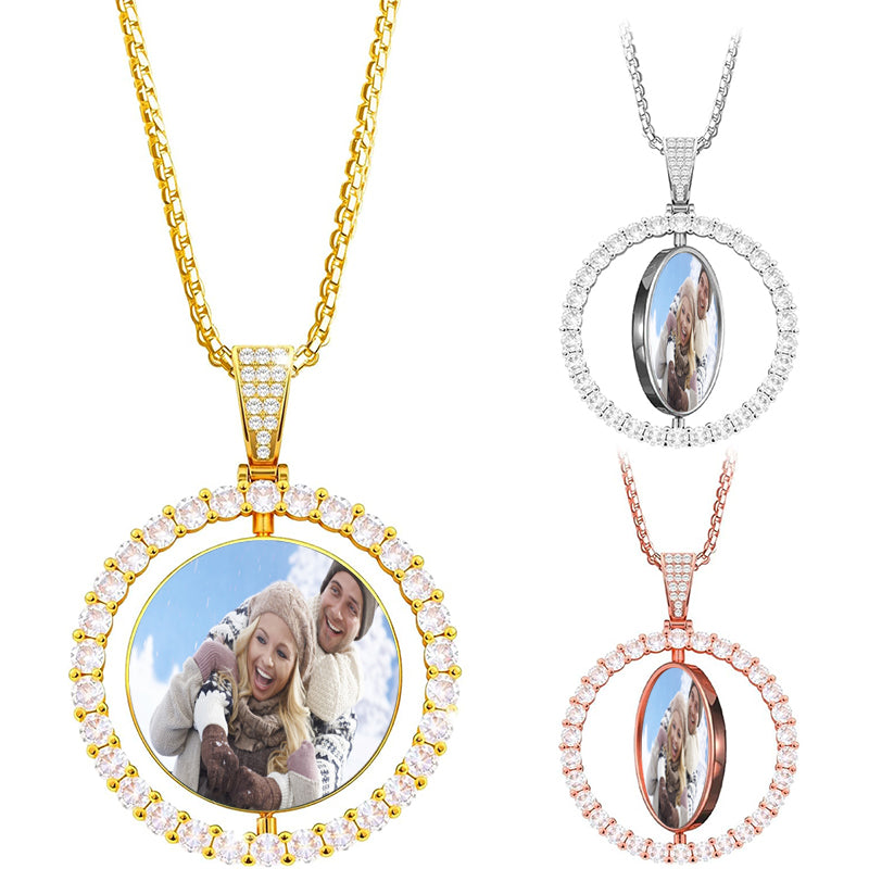 Custom Photo Necklace Double-sided Personalized Picture Jewelry for Men Women Stainless Steel Customized Memorial Pendant