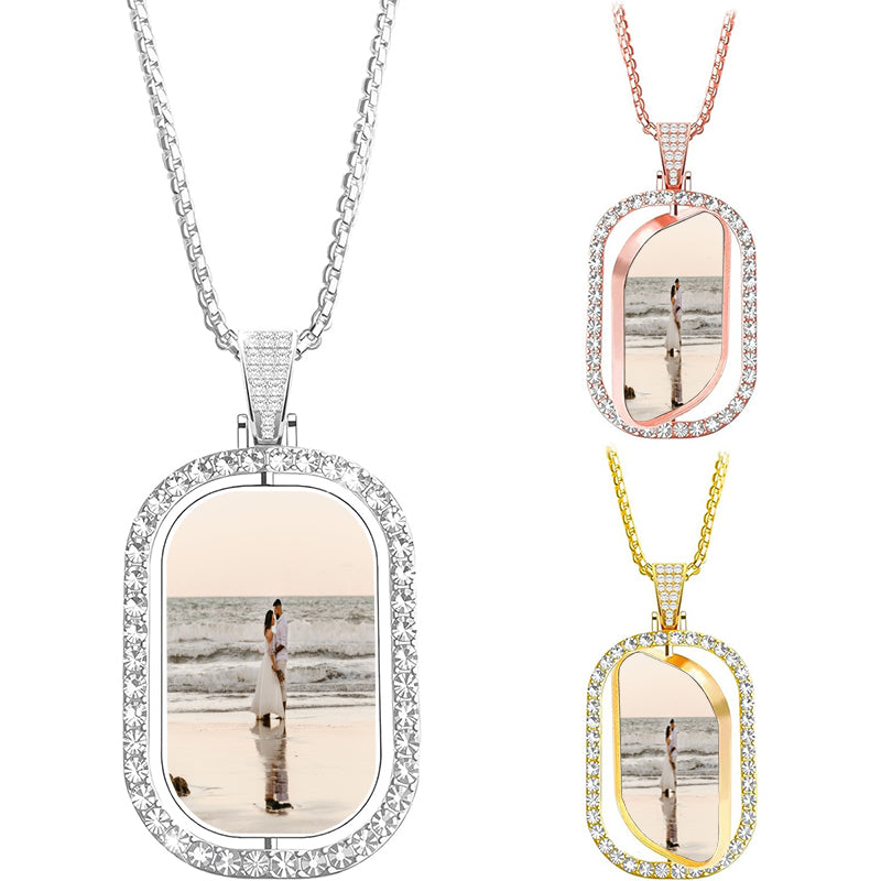 Laser Engraved Personalized Calendar Date/Photo/Text Love Note Stainless Steel Dog Tag Pendant Necklace Anniversary Birthday Gift to Husband Wife